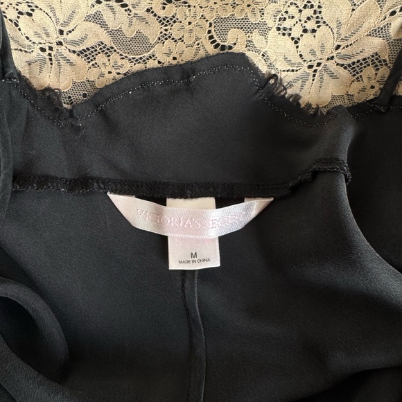Victoria's Secret Vintage 2003 Black and Cream Silk Slip Dress with Lace Medium - Picture 7 of 7